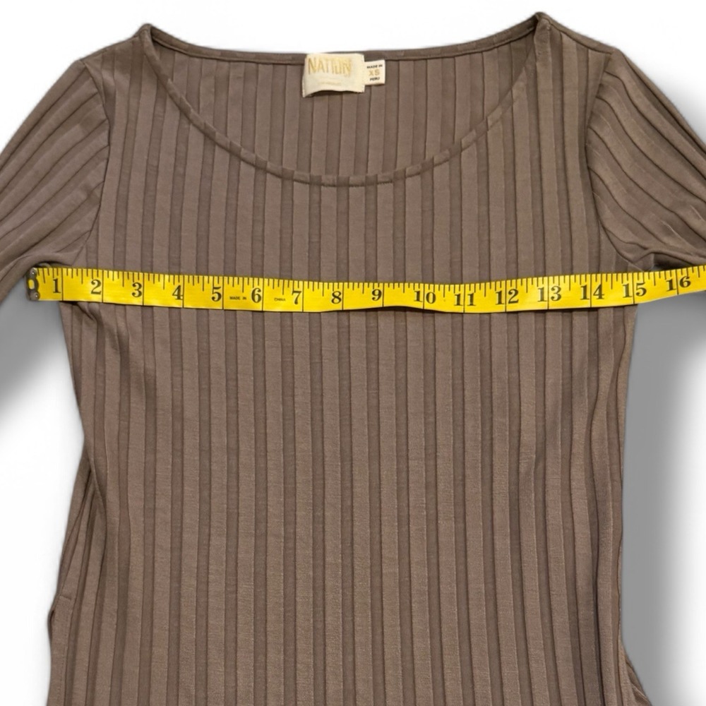 Nation LTD Revolve Akiko High Split Slit Tunic Brown Rib Fall 90s Retro XS - Picture 4 of 6